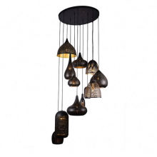 Circular Led Light Fancy Decorative Pendant Lights Hotel Black Gold Big Luxury Bar Glass Extra Large Chandelier